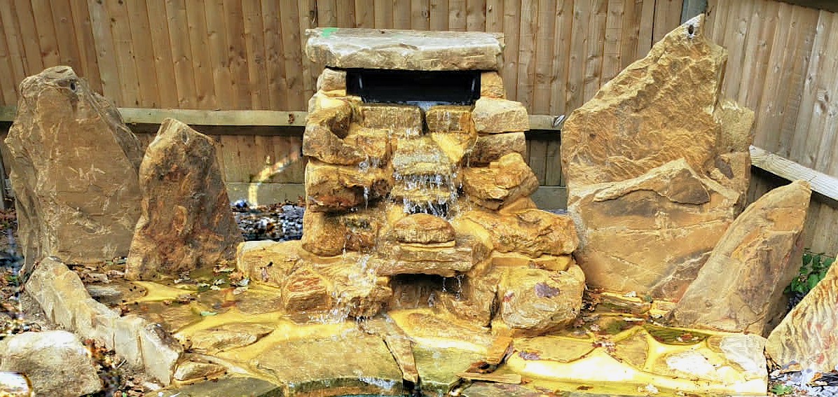 Waterfall & Monoliths Built with Natural Sandstone