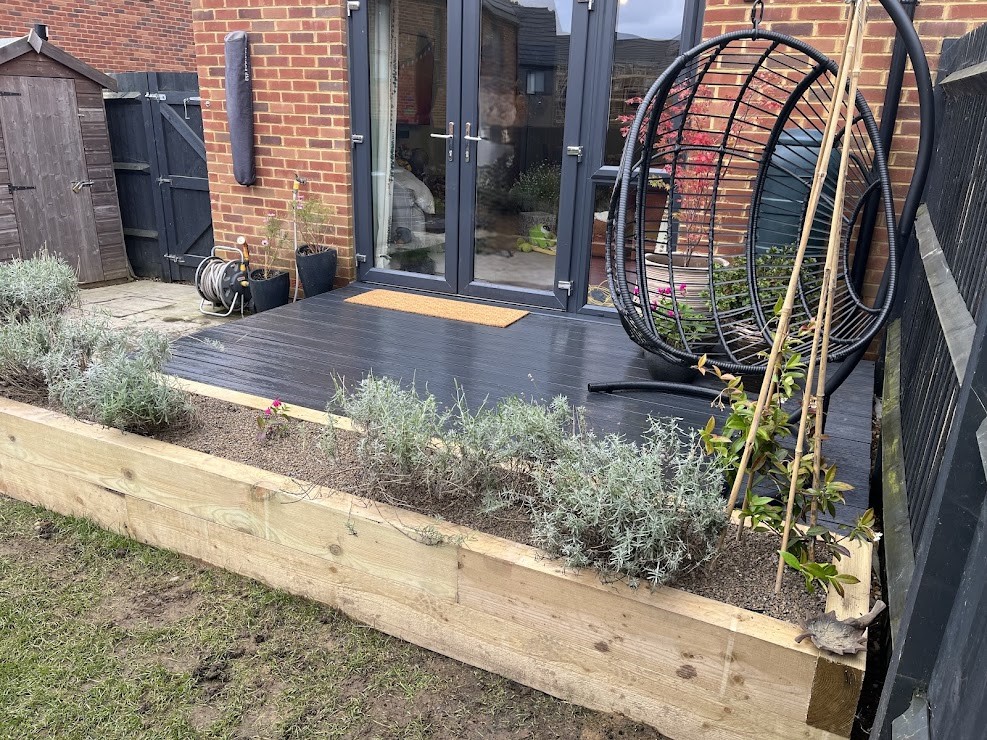 Two 2 Tiered Soft Wood Sleeper Garden Planter